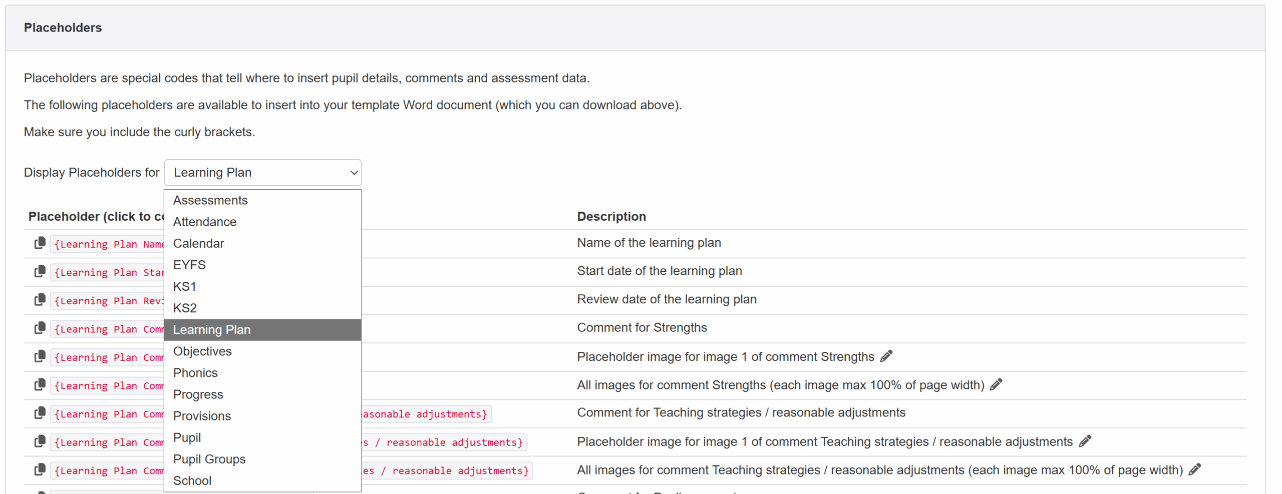 Learning Plan Template Placeholders